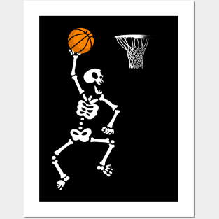 basketball skeleton halloween Posters and Art